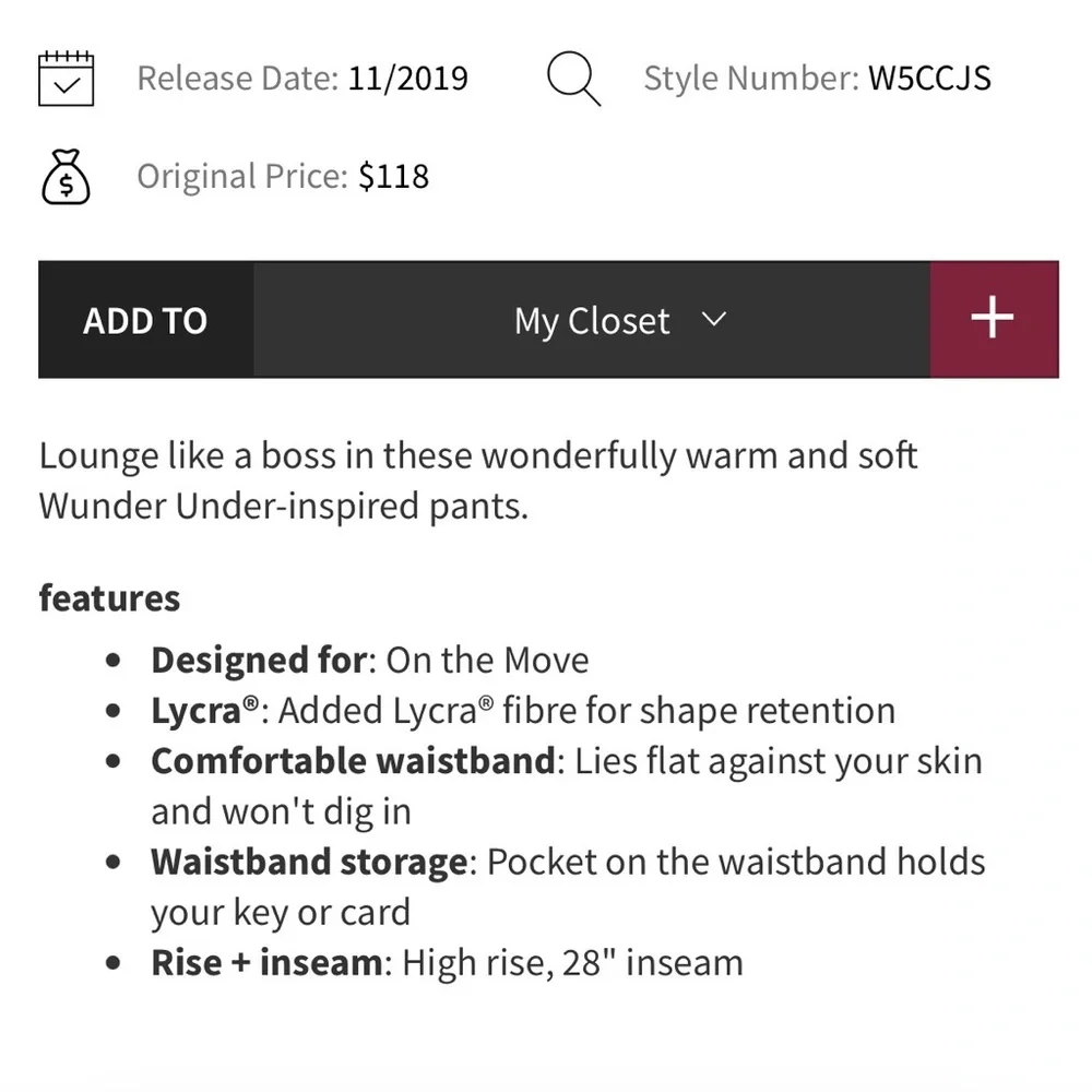 🍋 LIKE NEW Lululemon Wunder Lounge Black High-Rise Tight 28" *Velvet - Sz 8 - Picture 12 of 12